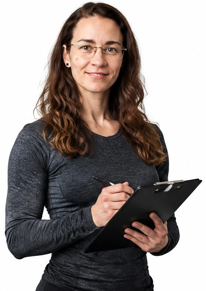 Michaela s poznámkami k tréningu